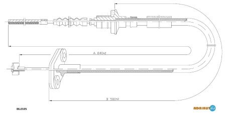 CHEVROLET трос зчеплення 845/580 мм MATIZ 0,8 05- ADRIAUTO 06.0105