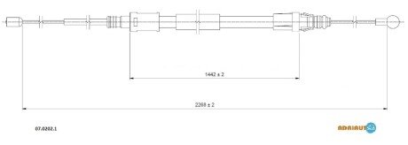 Трос ручного гальма задн. лів. /прав. CITROEN C5 08- ADRIAUTO 07.0202.1 (фото 1)