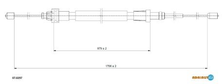 CITROEN трос ручного гальма бараб. 1705/880 мм C3 II, DS3 ADRIAUTO 07.0297 (фото 1)
