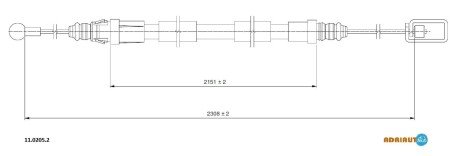 CITROEN трос ручного гальма C8 прав. ADRIAUTO 11.0205.2