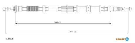 ALFA ROMEO трос ручного гальма лів. MITO 08-, FIAT GRANDE PUNTO 05- ADRIAUTO 11.0255.2