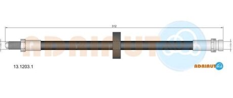 FORD шланг гальмівний задн.Mondeo III 00- ADRIAUTO 13.1203.1