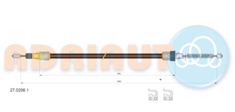 SMART трос ручного гальма 1035/870+1035/870 мм ROADSTER 03- ADRIAUTO 27.0206.1 (фото 1)