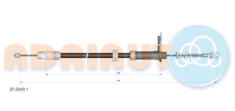 DB трос ручного гальма задн. прав./лів. W212 ADRIAUTO 27.0243.1 (фото 1)