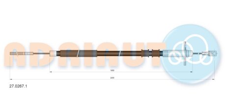 DB трос ручного гальм задн.лів.G W463 ADRIAUTO 27.0267.1 (фото 1)