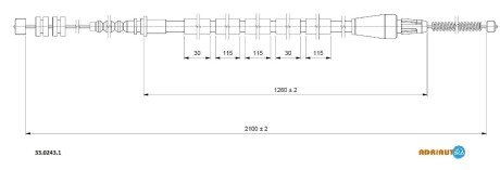 OPEL трос ручного гальма прав. Frontera -98. ADRIAUTO 33.0243.1
