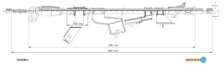 OPEL трос ручного гальма лів. AGILA 08-, SUZUKI SPLASH 08- ADRIAUTO 33.0246.1
