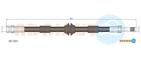 VW шланг гальм. передн.Sharan 95- FORD Galaxy SEAT Alhambra -01 ADRIAUTO 55.1231 (фото 1)