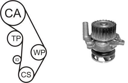 VW К-кт ГРМ (помпа+ ремінь+ ролик+ натяж) GOLF IV 1.8 97-, AUDI A3 1.8 96- AIRTEX WPK-937706