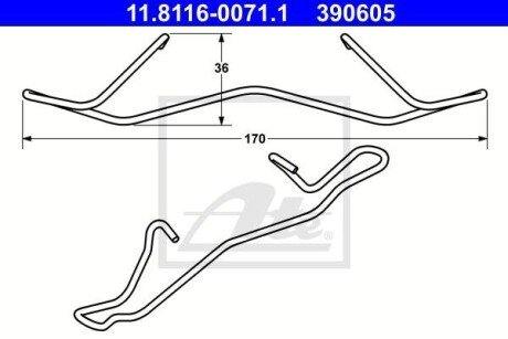 Комплект прижимних планок гальмівного супорту ATE 11811600711