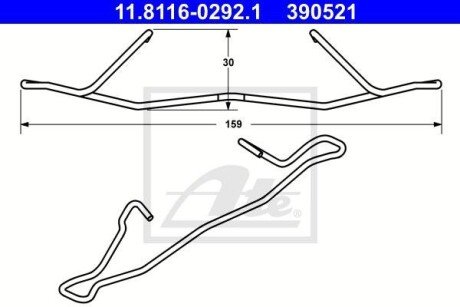 Комплект прижимних планок гальмівного супорту ATE 11811602921