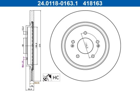 Диск гальмівний ATE 24.0118-0163.1