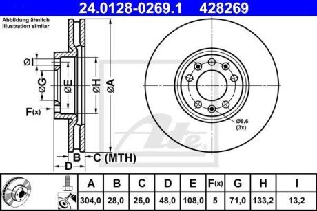 Диск гальмівний CITROEN C5 III 09- ATE 24012802691 (фото 1)