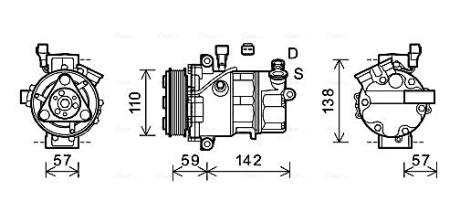 AVA FIAT Компресор кондиціонера DOBLO 1.6 10-, 2.0 10-, ALFA ROMEO AVA COOLING ALAK127