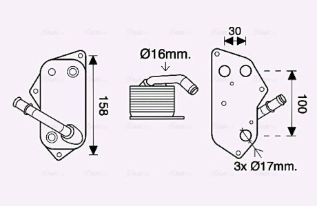 AVA BMW Оливний радіатор 1,3 E90, 4,5 E60, F10,6,7 F65/F01, X1/3/5 AVA COOLING BW3558