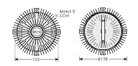 AVA BMW Віскомуфта вентилятора радіатора 3 E30, 5 E34, E39 1.6/2.8 AVA COOLING BWC322