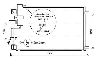 AVA NISSAN Радіатор кондиціонера (конденсатор) без осушувача QASHQAI 2.0D 07- AVA COOLING DNA5290D