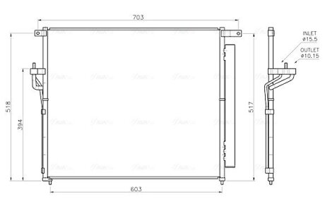 AVA FORD Радіатор кондиціонера (конденсатор) з осушувачем Ranger 2.2/3.2TDCi 11- AVA COOLING FD5706D