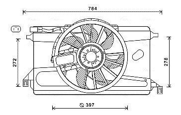 AVA FORD Вентилятор радіатора (дифузор в зборі) C-MAX, FOCUS II AVA COOLING FD7561