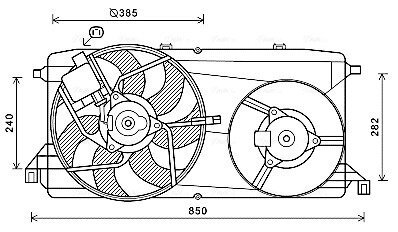 AVA FORD Вентилятор радіатора (дифузор в зборі) TRANSIT TOURNEO 2.2 06-, TRANSIT 2.2 06- AVA COOLING FD7580