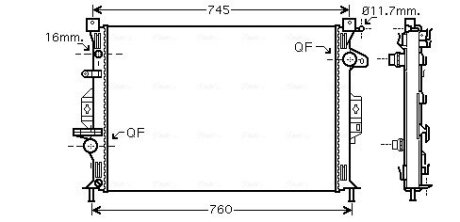 Радіатор, Система охолодження двигуна AVA COOLING FDA2425 (фото 1)