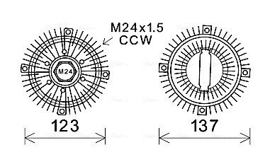 AVA FORD Віскомуфта вентилятора радіатора Sierra, Scorpio I, Transit 2.0 82- AVA COOLING FDC449