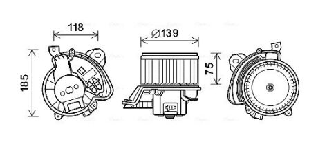 AVA FIAT Вентилятор салона GRANDE PUNTO 1.4 07-, LINEA 1.4 07- AVA COOLING FT8433