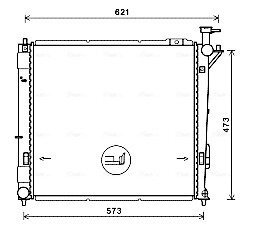 AVA HYUNDAI Радіатор системи охолодження двигуна GRAND SANTA FE 2.2 13-, SANTA FE II 2.0, 2.2 09-, SANTA FE III 2.0, 2.2 12- AVA COOLING HY2346