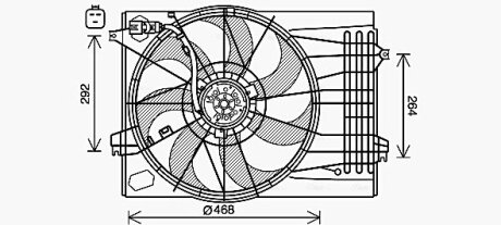 AVA HYUNDAI Вентилятор радіатора (дифузор в зборі) TUCSON 2.7 04-, KIA AVA COOLING HY7573 (фото 1)