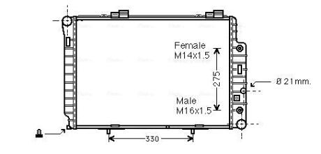 AVA DB Радіатор охолодження з АКПП W202 1.8/3.2 93- AVA COOLING MSA2174