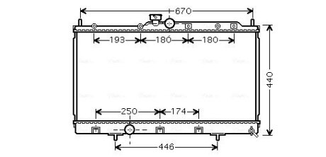 AVA MITSUBISHI Радіатор охолодження двиг. (built-in oil cooler) LANCER 1.8 02- (механіка) AVA COOLING MT2199