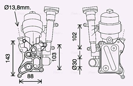 AVA FIAT Масляний радіатор (з корпусом) 500, Doblo, Fiorino, Grande Punto, Qubo, Opel Combo Tour, Corsa C/D 1.3d AVA COOLING OL3686H