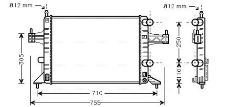 AVA OPEL радіатор охолодження CORSA C 1,0-1,2 00- AVA COOLING OLA2303