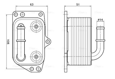 AVA CITROEN Оливний радіатор (без корпуса) C4/5, Jumpy 2.0HDI 11-, Peugeot 307/407, Expert AVA COOLING PE3433