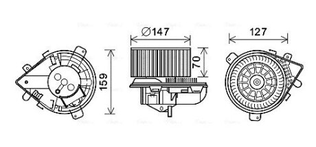 AVA CITROEN вентилятор салону Evasion, Jumpy, Fiat Scudo, Peugeot Expert, 806 95- AVA COOLING PE8395