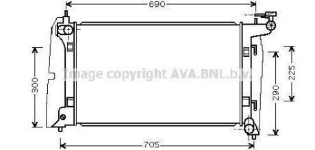 AVA TOYOTA Радіатор сист. охолодження двиг. з АКПП Avensis, Corolla 1.4/1.8 01- AVA COOLING TO2323 (фото 1)