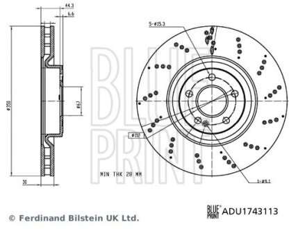 DB диск гальмівний перед. W177/W247 BLUE PRINT ADU1743113