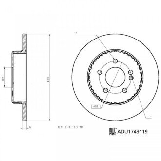 DB диск гальмівний задній W205 BLUE PRINT ADU1743119 (фото 1)