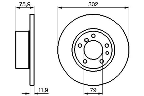 Диск гальмівний перед. BMW 5-serie (E34) (302*12) BOSCH 0986478319