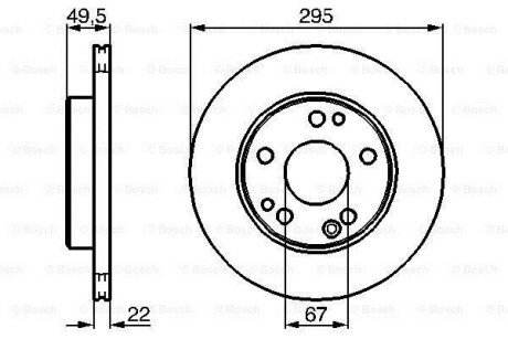 Диск гальмів. вент. передн. DB W124 (295*22) BOSCH 0986478525