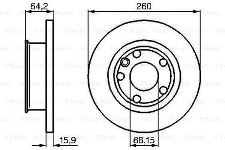 Диск гальмівний перед. VW T4 1,8 -92 (260*16) BOSCH 0986478547