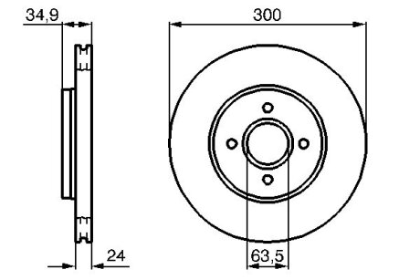 FORD Диск гальм передн. Mondeo III 1.8 2.0 2.0TDCI 00- BOSCH 0986479048 (фото 1)