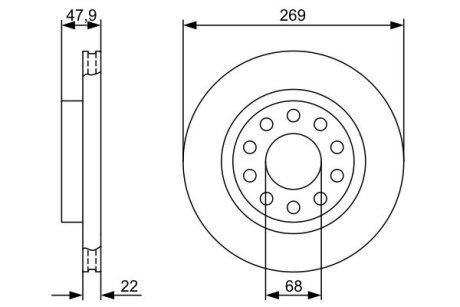 VW AUDI диск гальм. задній A6 -05 BOSCH 0986479366