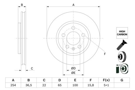 VW Диск гальмівний задній POLO V 1.0-2.0 09- BOSCH 0986479E01