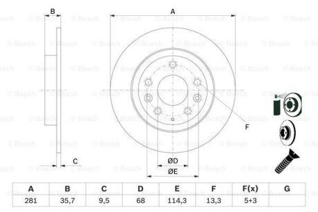 Диск гальм. задн. MAZDA CX-3 15- BOSCH 0986479E55 (фото 1)