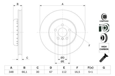 ДИСК ГАЛЬМIВНИЙ ПЕРЕДНIЙ BOSCH 0 986 479 F57