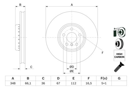 ДИСК ПЕРЕДНIЙ ПРАВИЙ COMPOUND BOSCH 0 986 479 F59