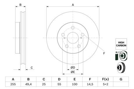 Диск гальмівний BOSCH 0 986 479 F72