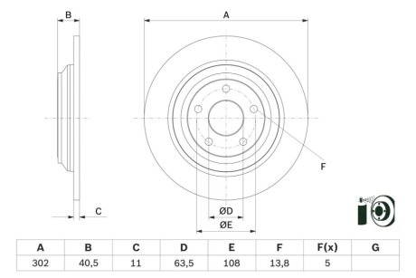 VOLVO диск гальмівний задн.S60 II,80 II,V60,XC70 06- BOSCH 0986479F79