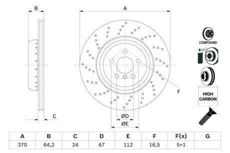 ДИСК ГАЛЬМIВНИЙ ЗАДНIЙ BOSCH 0 986 479 G12 (фото 1)